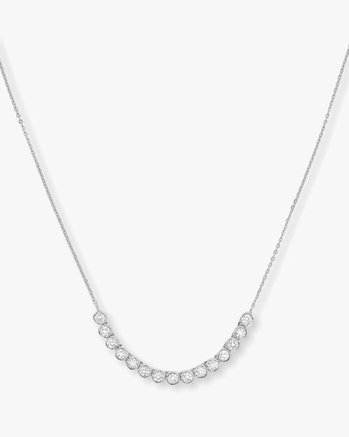 Baroness Tennis Chain Necklace - Silver|White Diamondettes