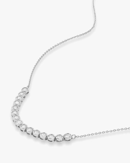 Baroness Tennis Chain Necklace - Silver|White Diamondettes