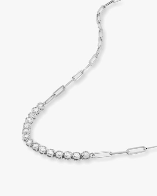 Baroness Samantha Tennis Necklace - Silver|White Diamondettes