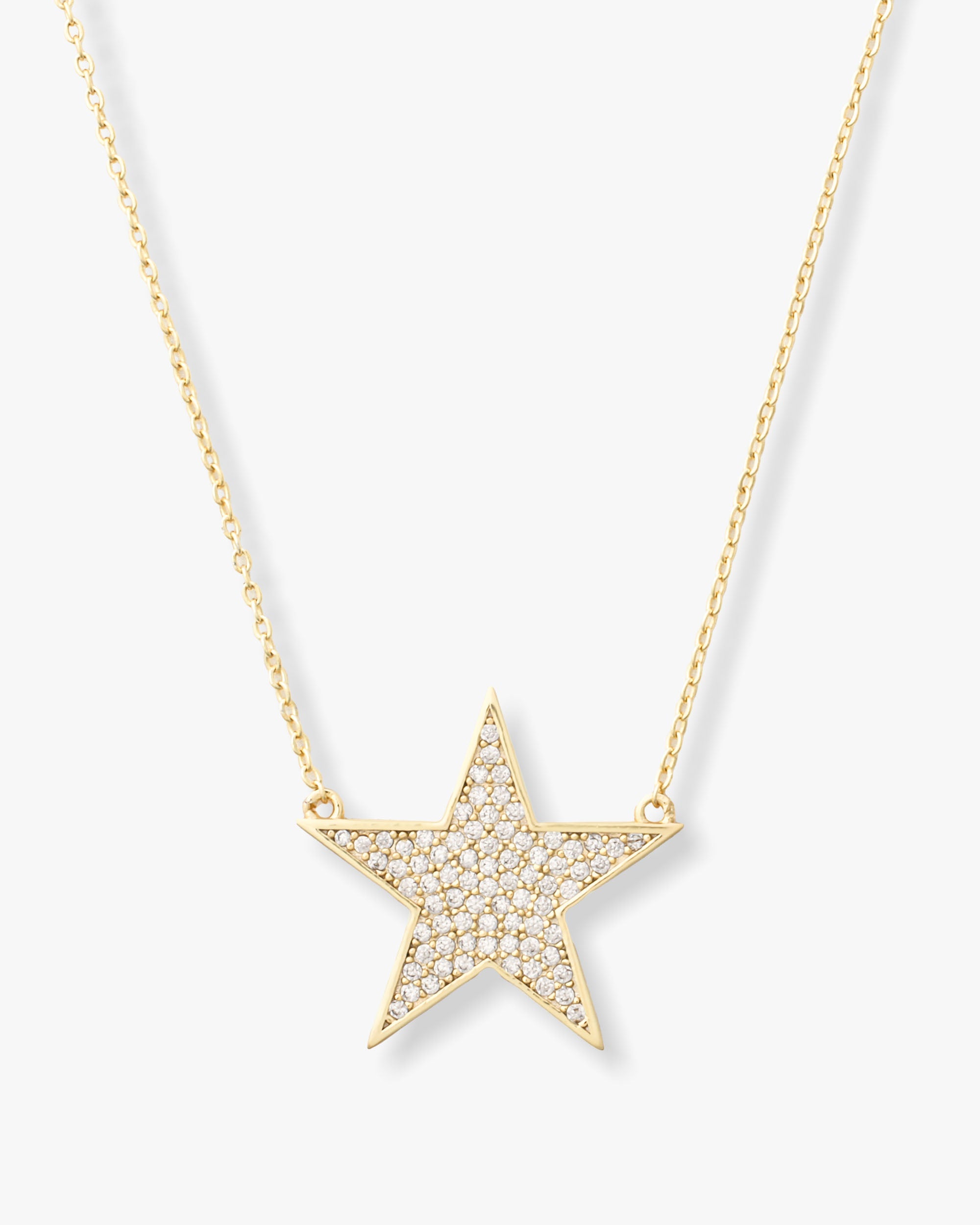 You Are My Shining Star Pavé Necklace 18" - Gold|White Diamondettes