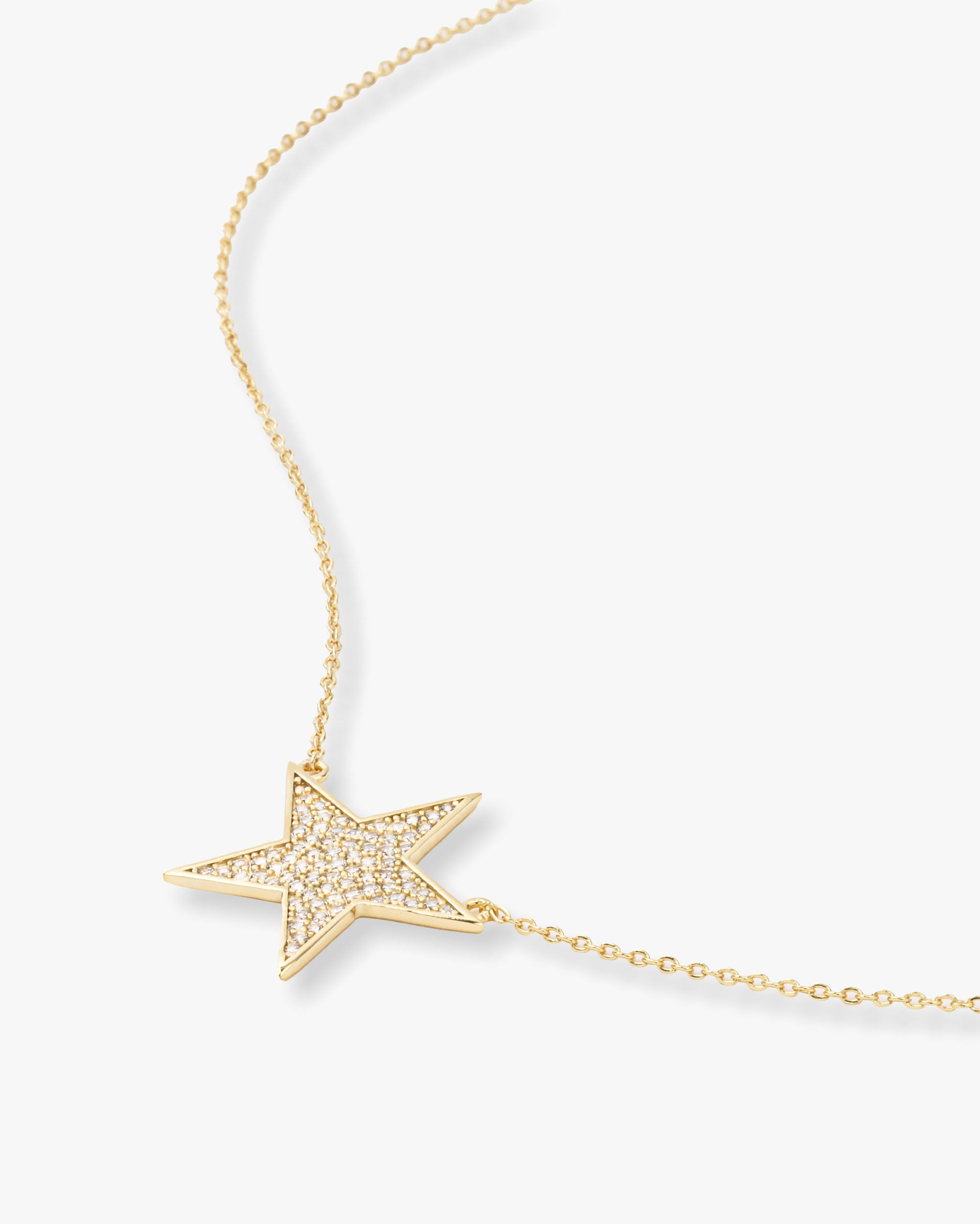 You Are My Shining Star Pavé Necklace 15" - Gold|White Diamondettes