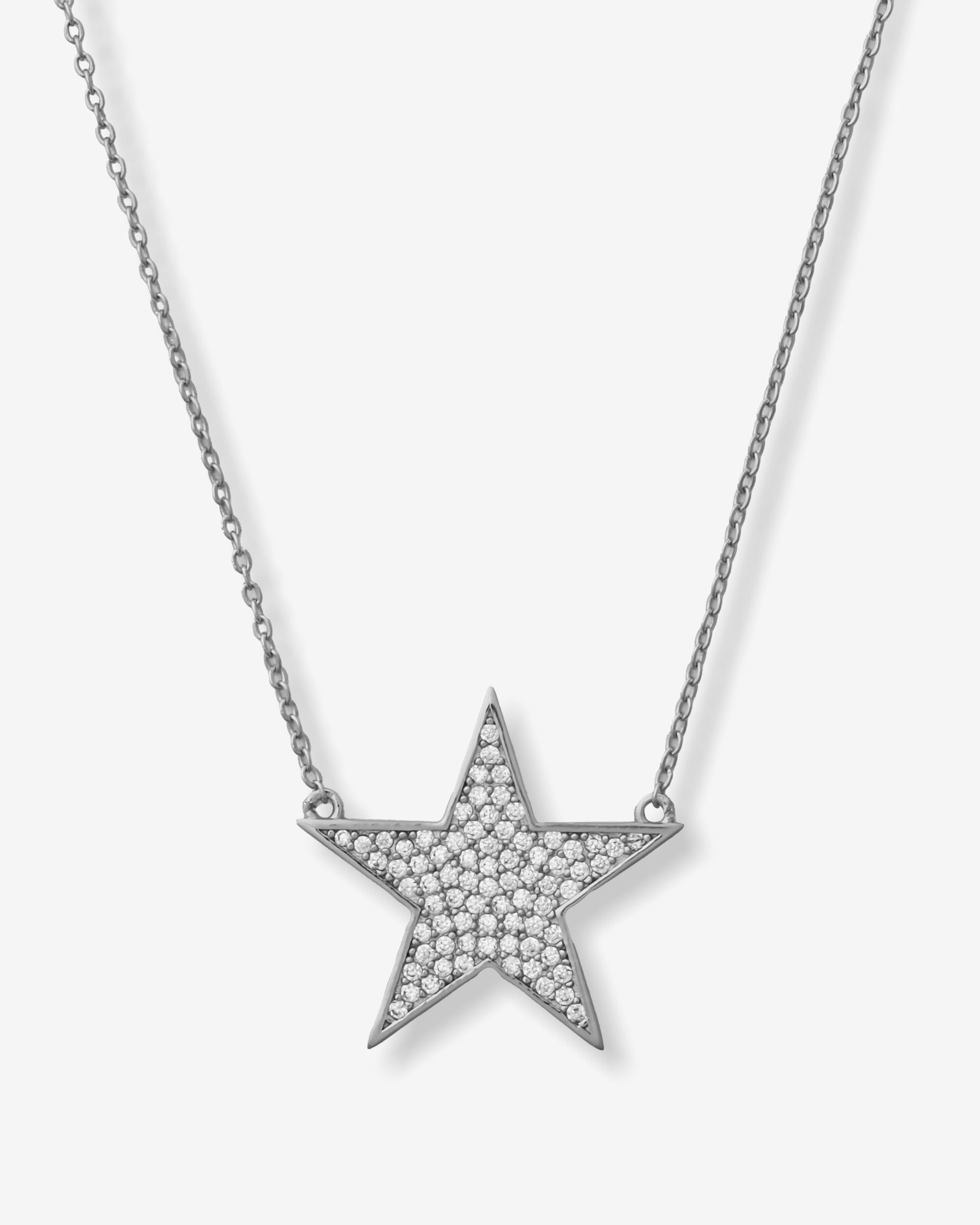 You Are My Shining Star Pavé Necklace 18" - Silver|White Diamondettes