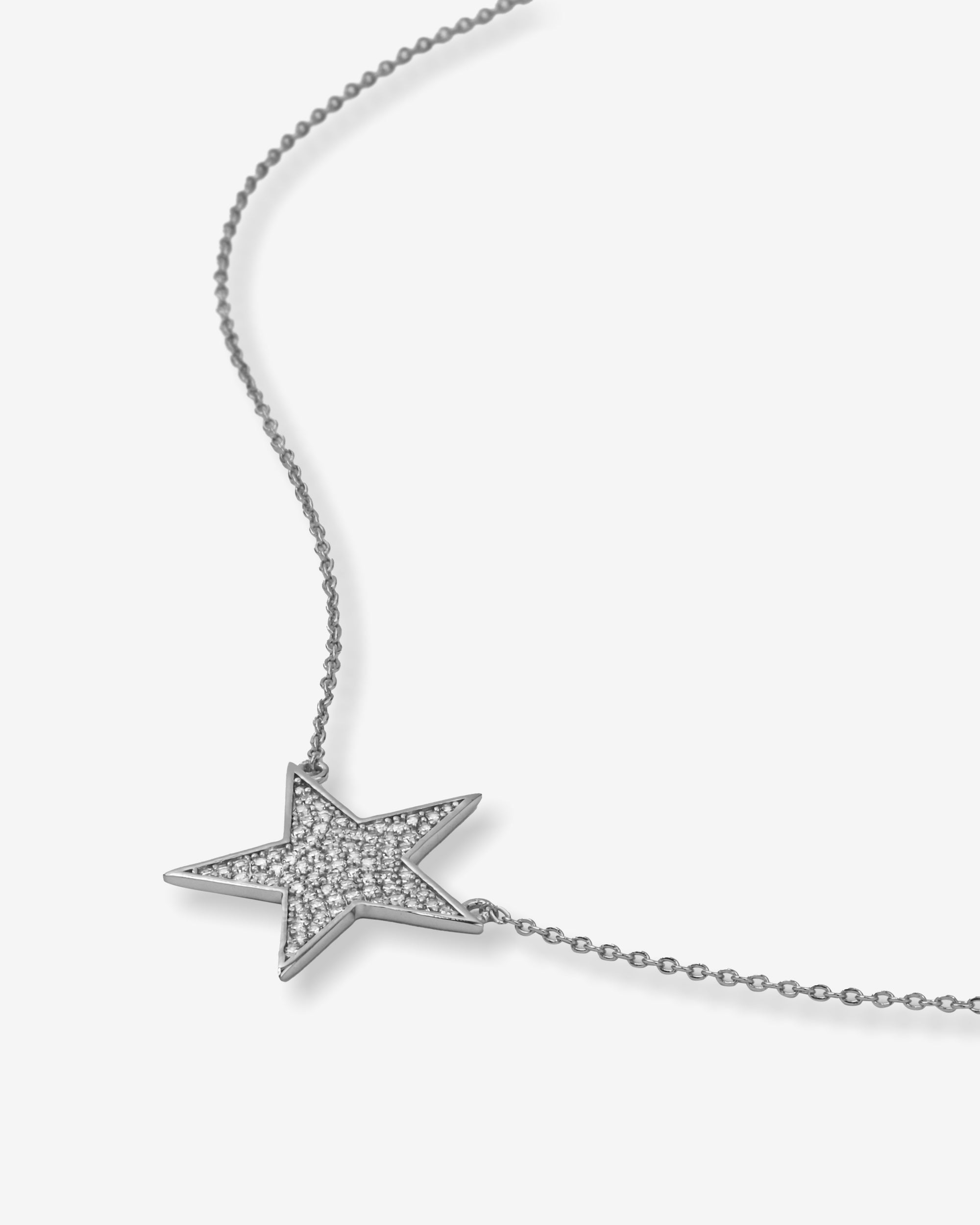 You Are My Shining Star Pavé Necklace 15" - Silver|White Diamondettes