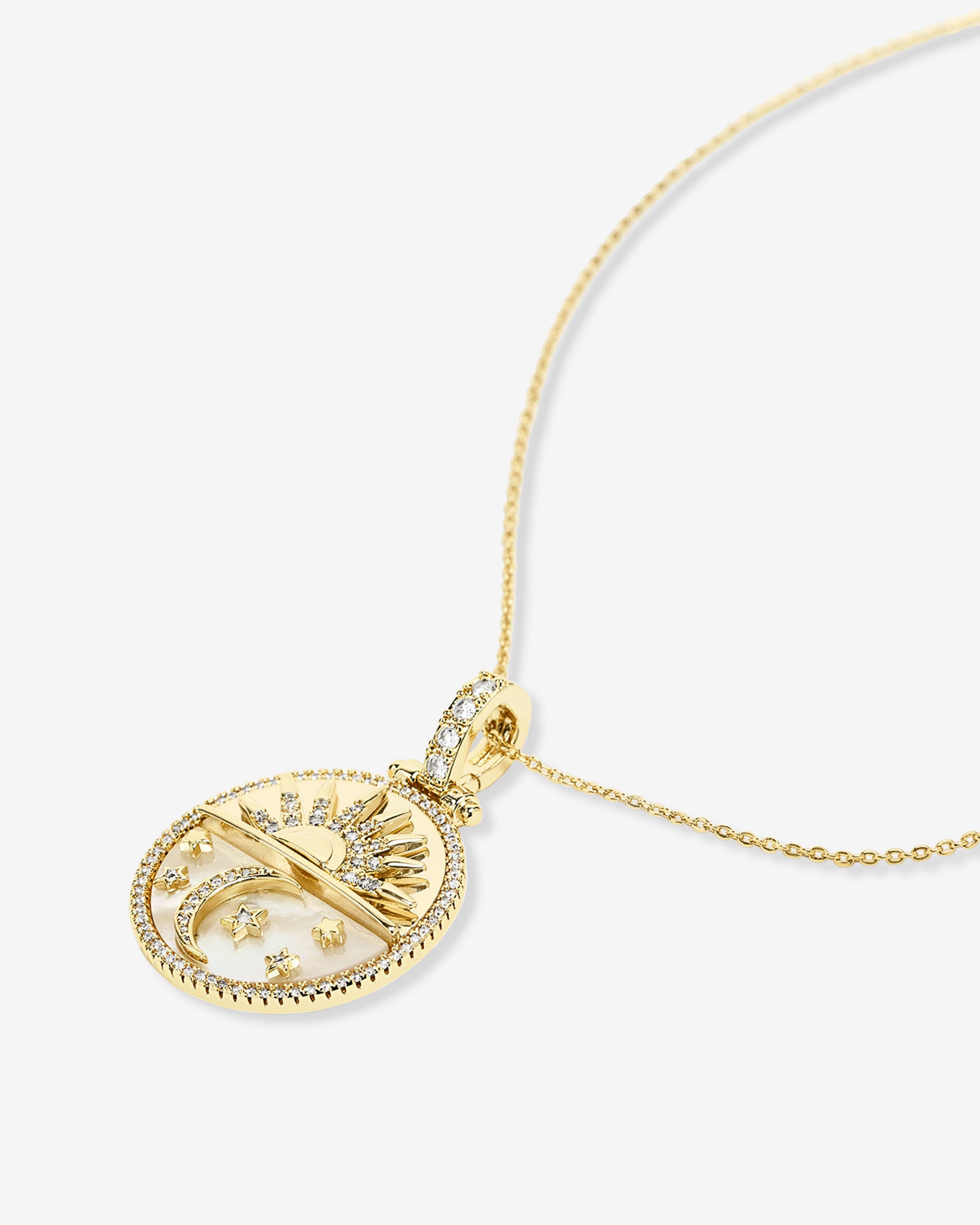 New Beginnings Medallion Necklace - Gold|White Diamondettes