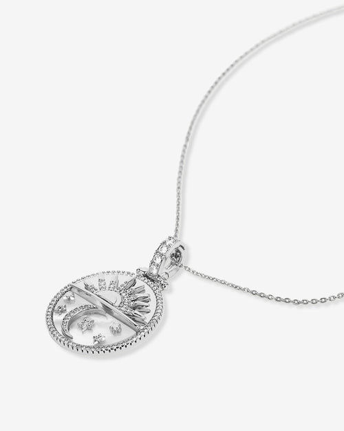 New Beginnings Medallion Necklace - Silver|White Diamondettes