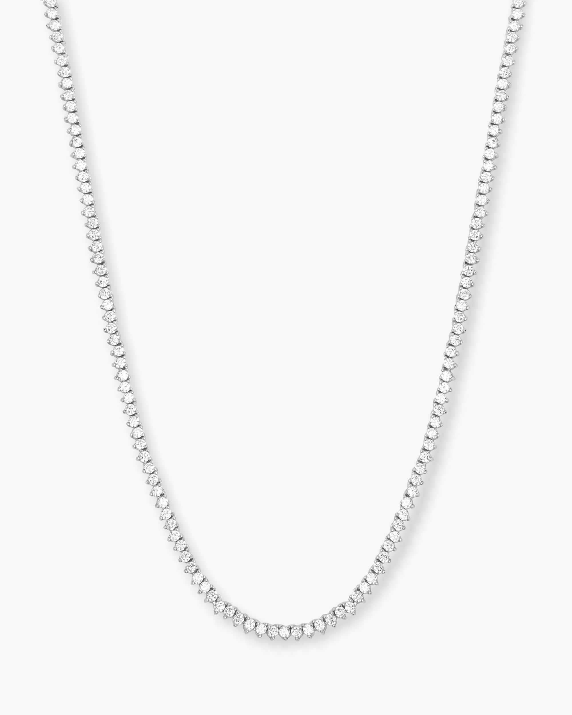 Baby Not Your Basic Tennis Necklace 18" - Silver|White Diamondettes