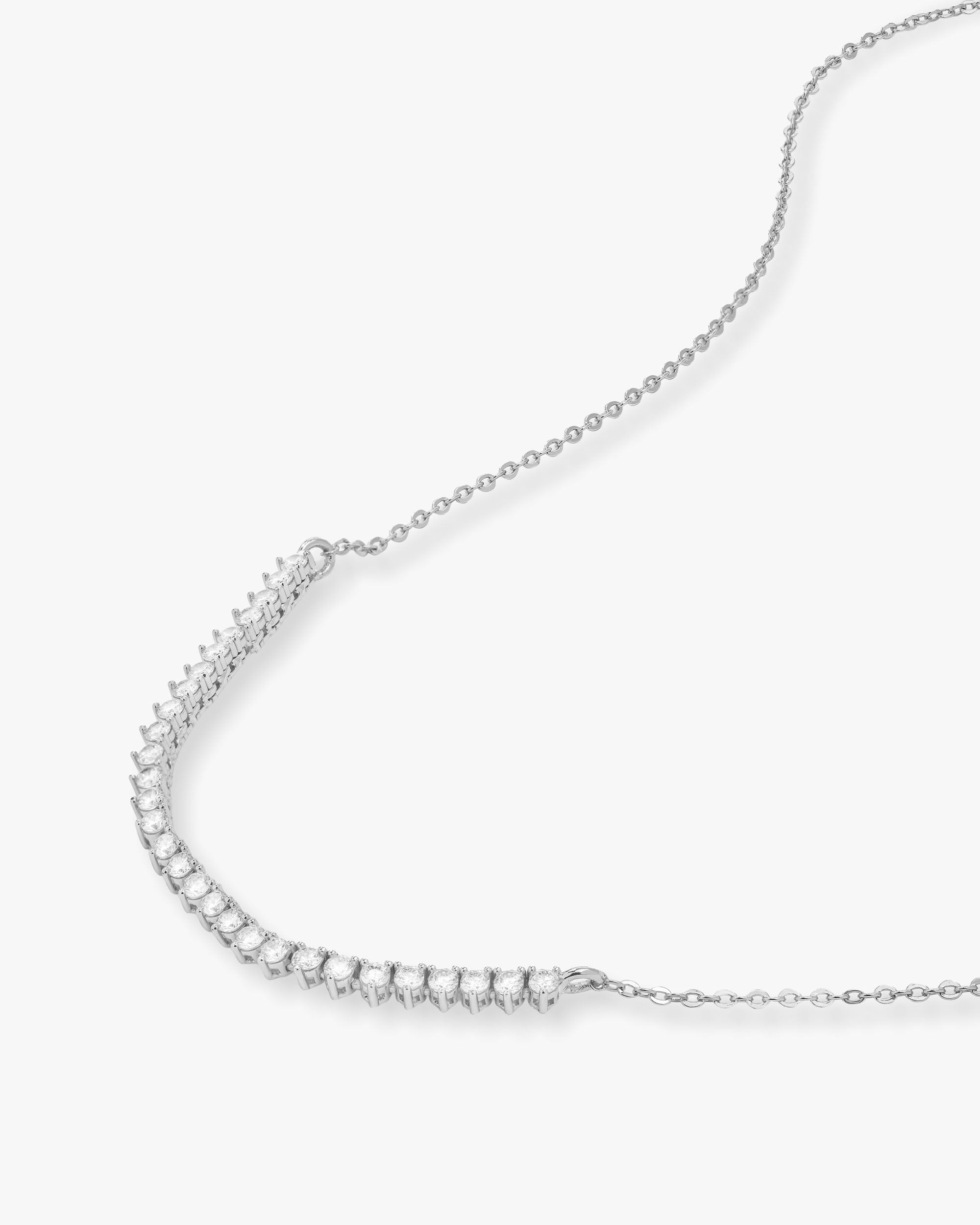 Baby Not Your Basic Tennis Chain Necklace - Silver|White Diamondettes