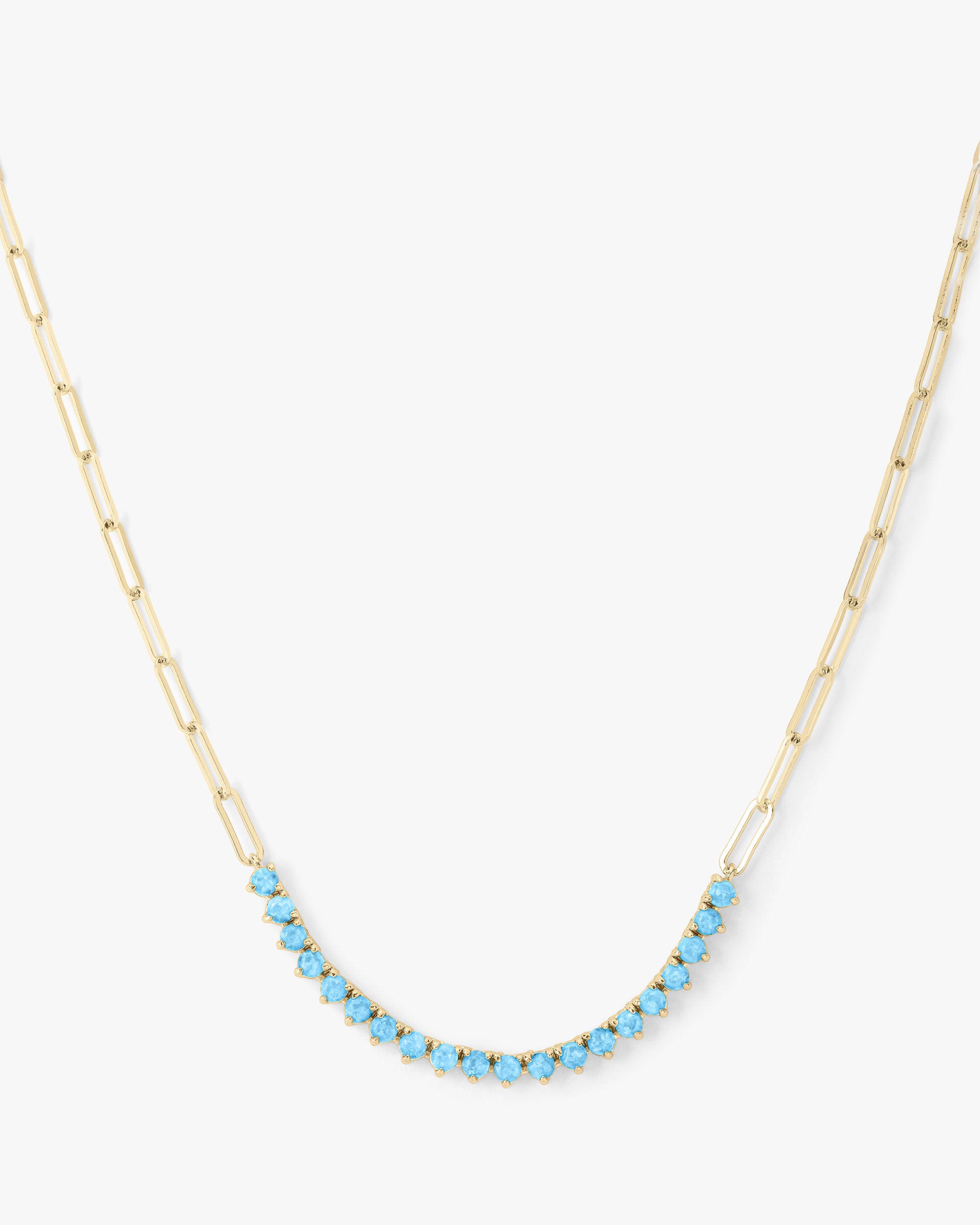 Not Your Basic Samantha Tennis Necklace - Gold|Blue Opal