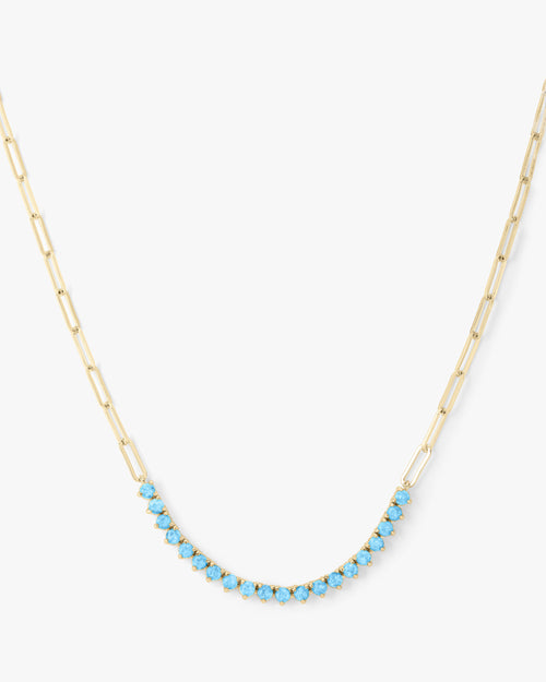 Not Your Basic Samantha Tennis Necklace - Gold|Blue Opal