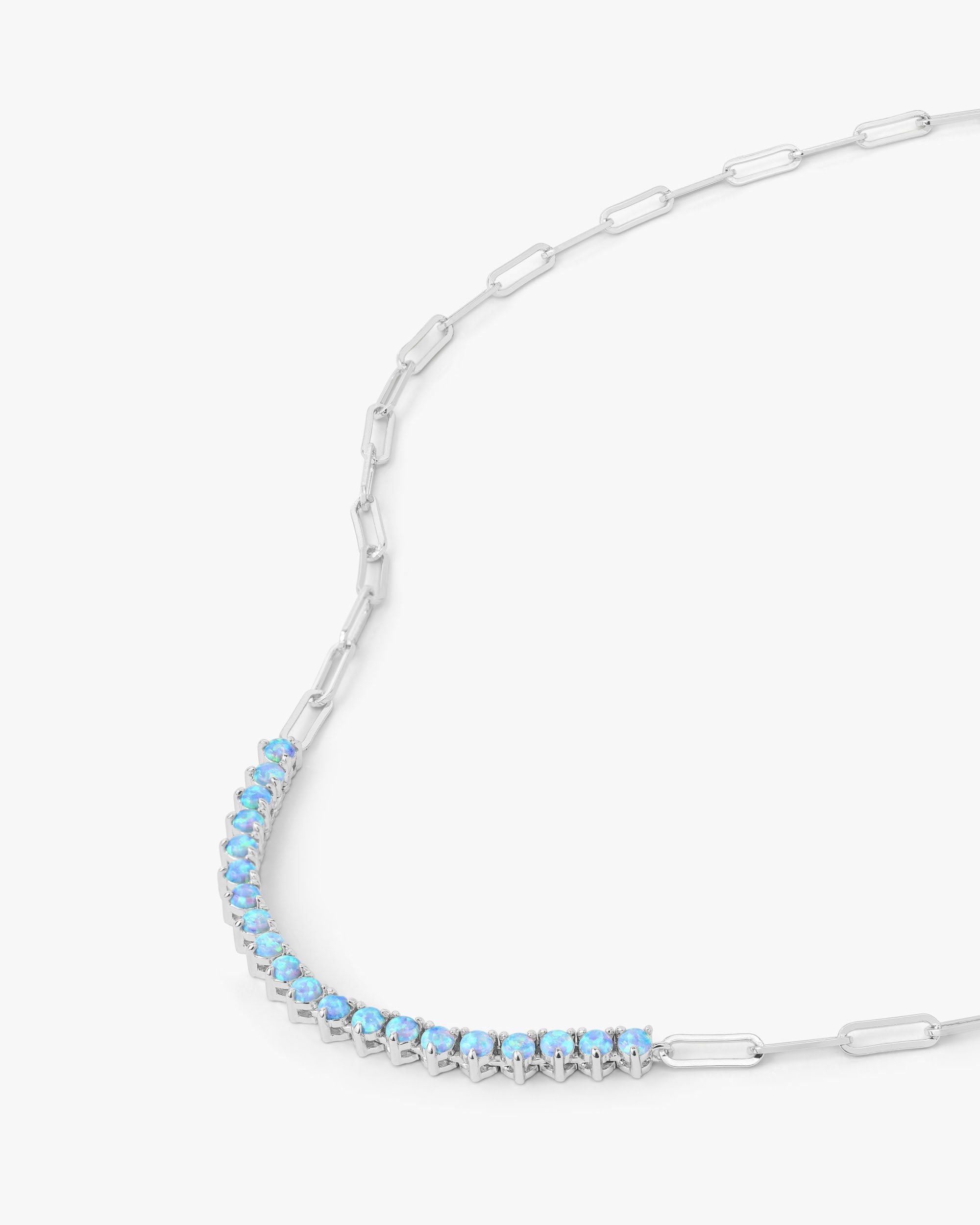 Not Your Basic Samantha Tennis Necklace - Silver|Blue Opal