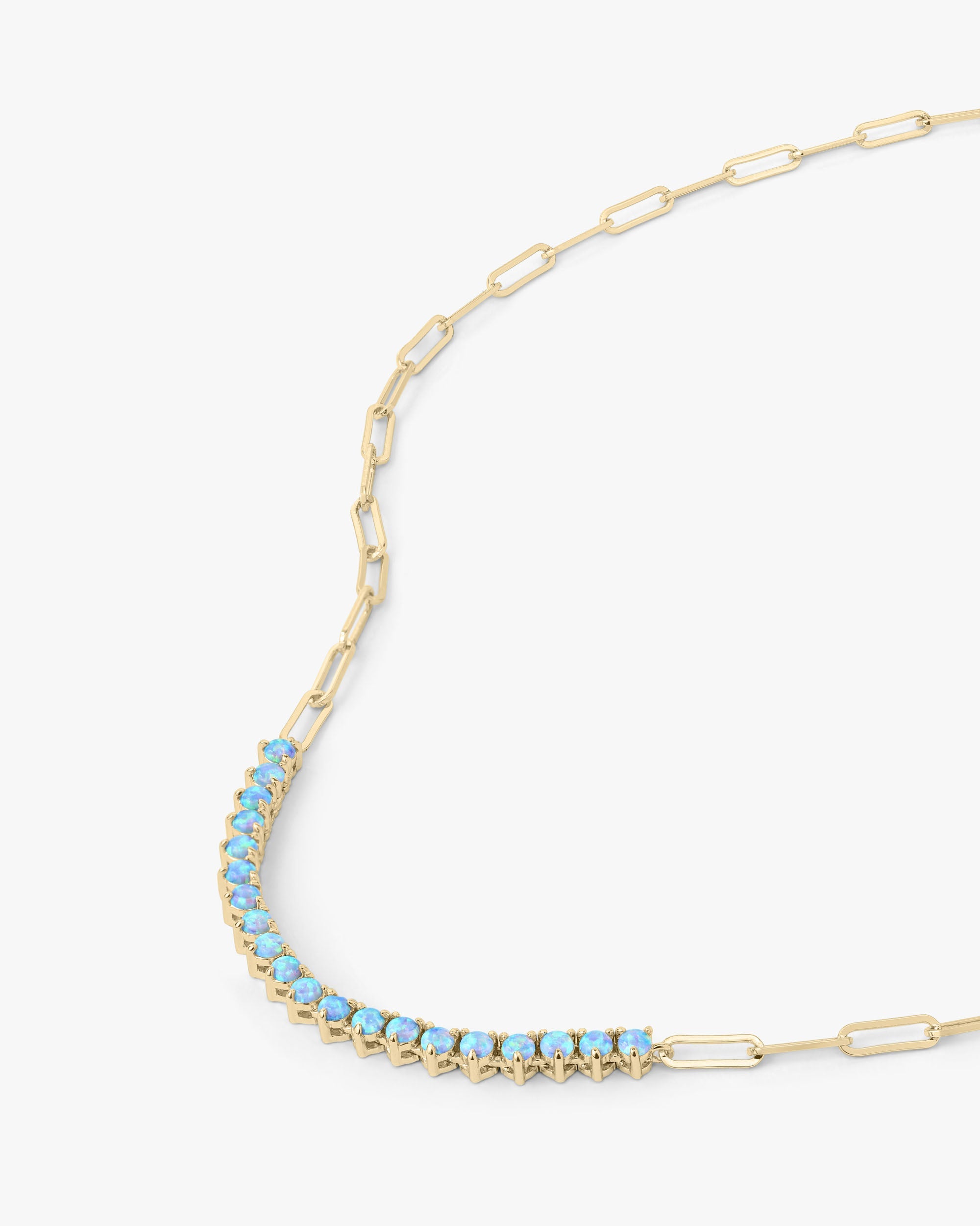 Not Your Basic Samantha Tennis Necklace - Gold|Blue Opal