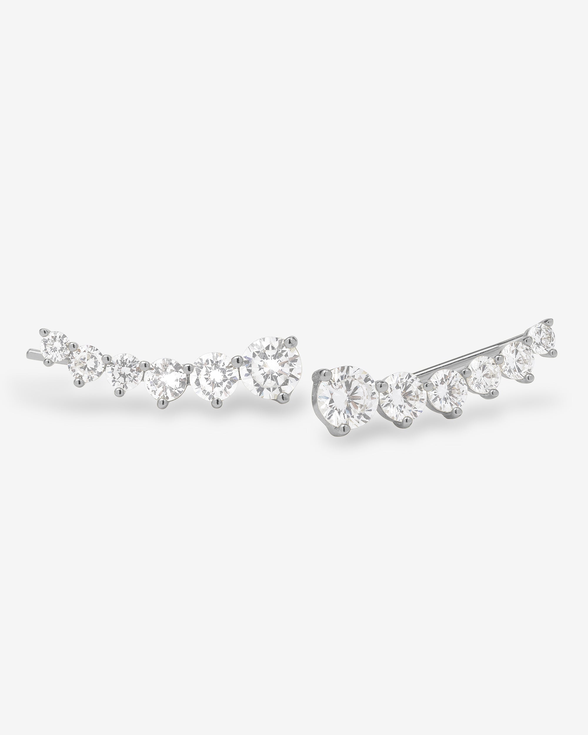 Not Your Basic Ear Crawler - Silver|White Diamondettes