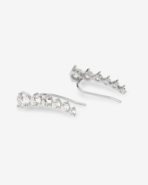 Not Your Basic Ear Crawler - Silver|White Diamondettes