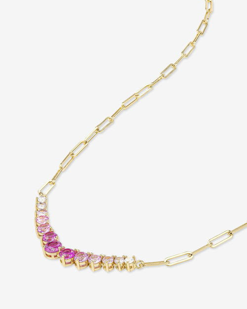 Not Your Basic Graduated Ombré Samantha Tennis Necklace - Gold|Pink Sapphire Ombré