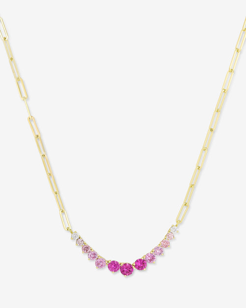 Not Your Basic Graduated Ombré Samantha Tennis Necklace - Gold|Pink Sapphire Ombré