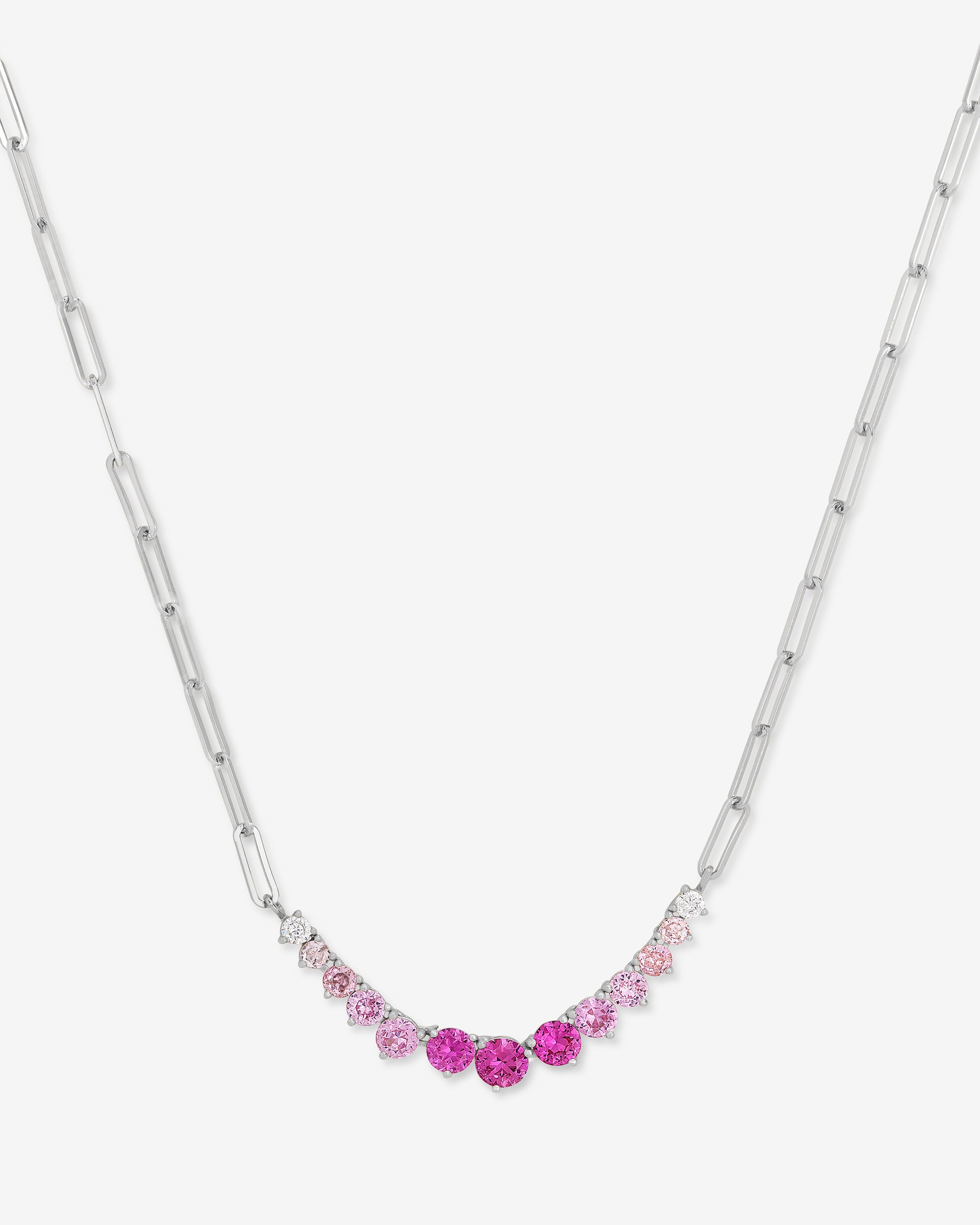 Not Your Basic Graduated Ombré Samantha Tennis Necklace - Silver|Pink Sapphire Ombré