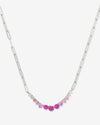 Not Your Basic Graduated Ombré Samantha Tennis Necklace - Silver|Pink Sapphire Ombré