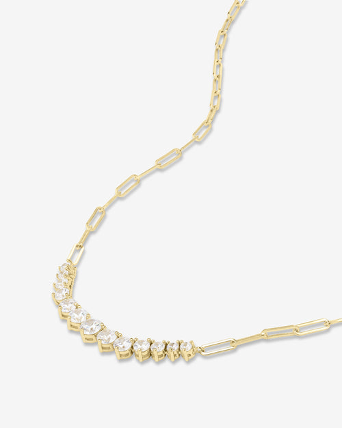 Not Your Basic Graduated Samantha Tennis Necklace - Gold|White Diamondettes