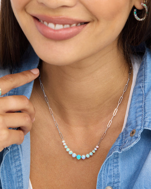 Not Your Basic Graduated Ombré Samantha Tennis Necklace - Silver|Blue Opal Ombré