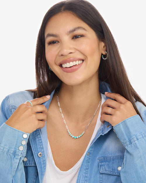 Not Your Basic Graduated Ombré Samantha Tennis Necklace - Silver|Blue Opal Ombré