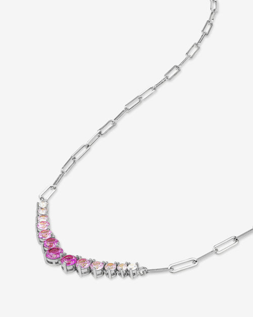 Not Your Basic Graduated Ombré Samantha Tennis Necklace - Silver|Pink Sapphire Ombré