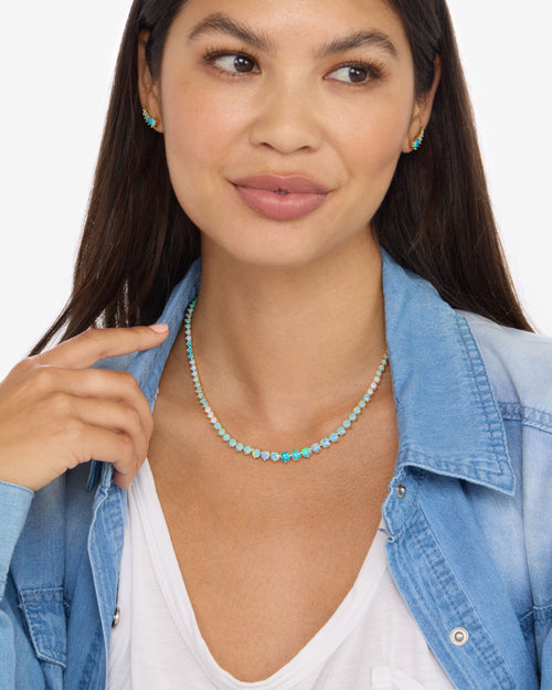 Not Your Basic Graduated Ombré Tennis Necklace 16