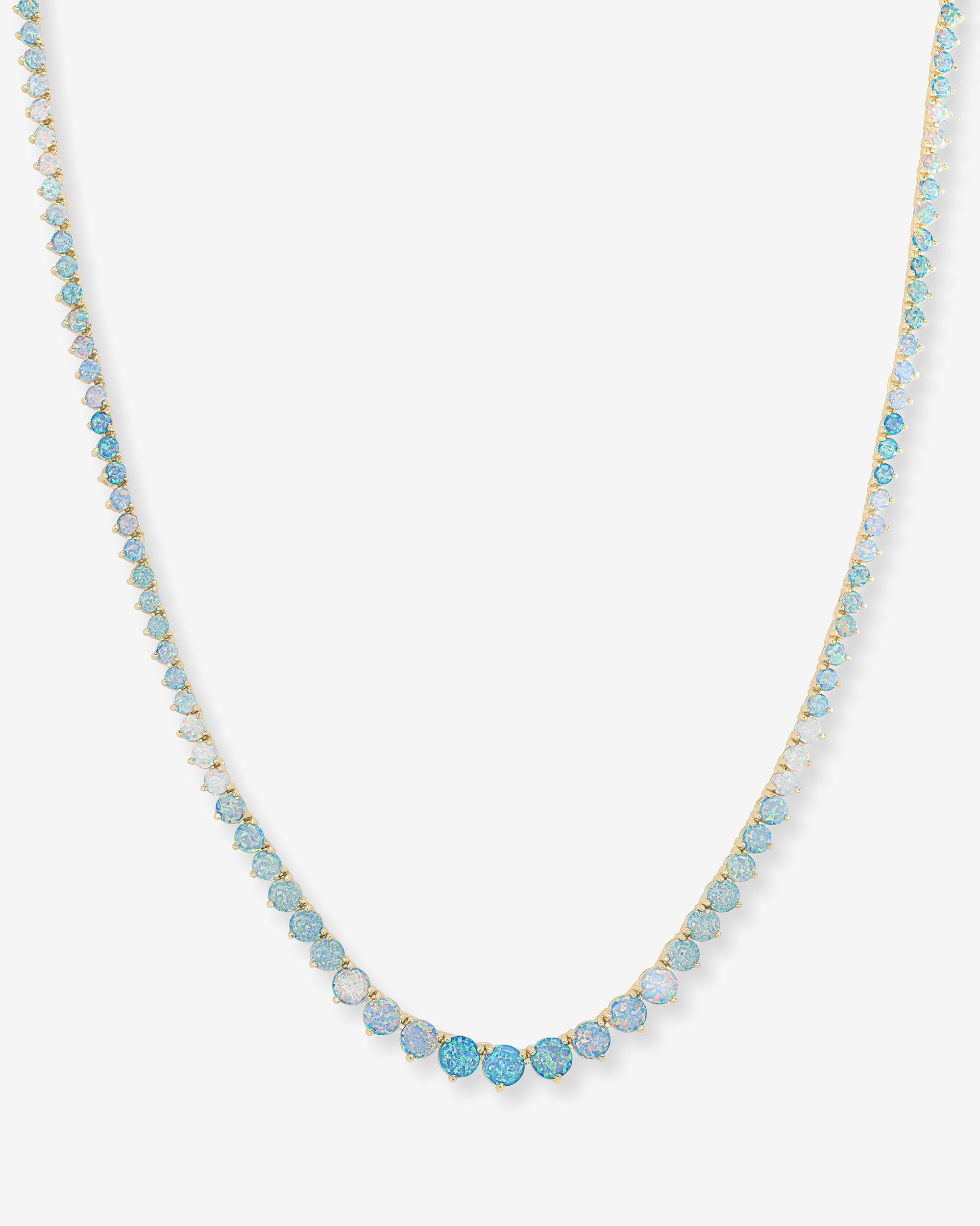 Not Your Basic Graduated Ombré Tennis Necklace 18" - Gold|Blue Opal Ombré