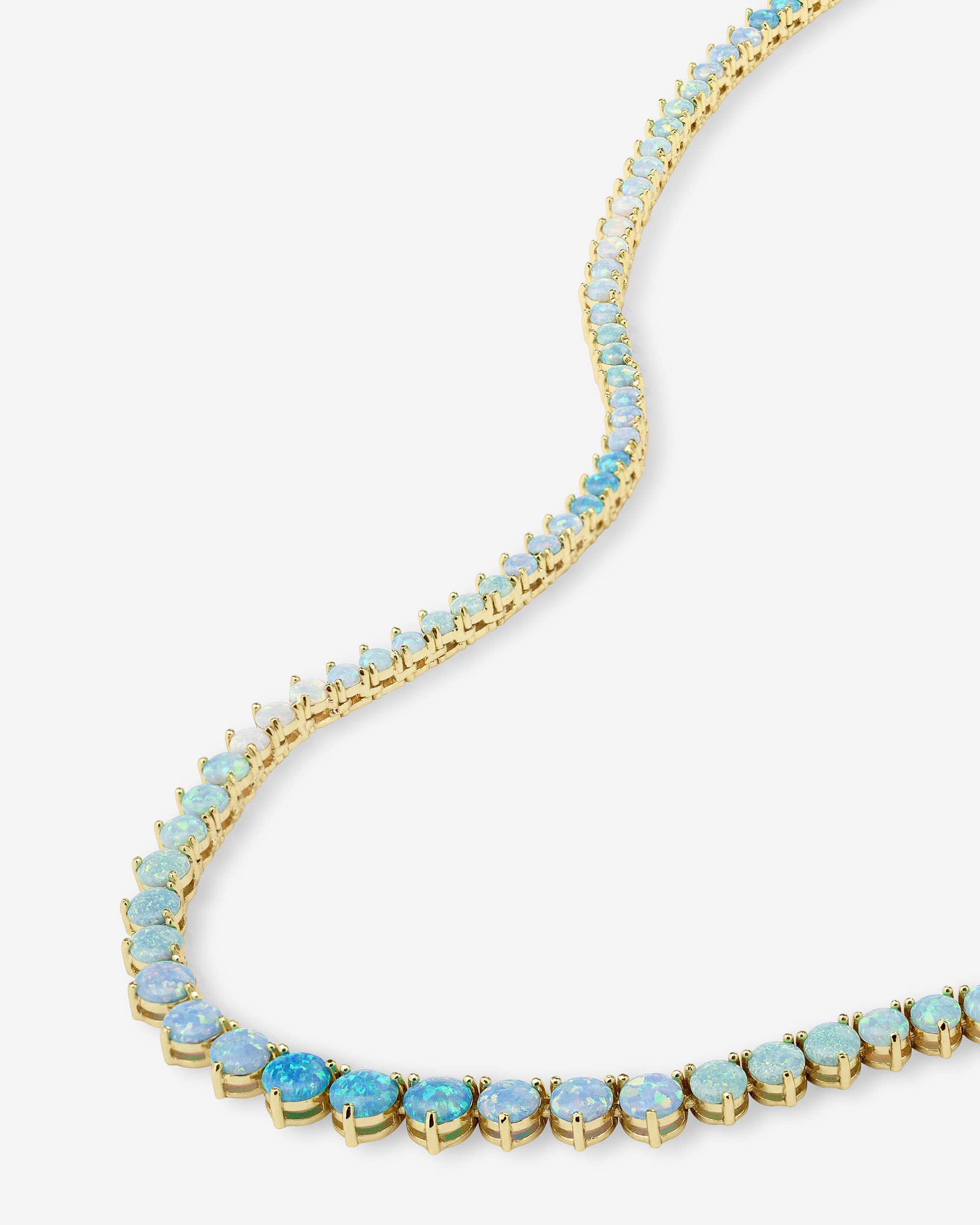 Not Your Basic Graduated Ombré Tennis Necklace 18" - Gold|Blue Opal Ombré