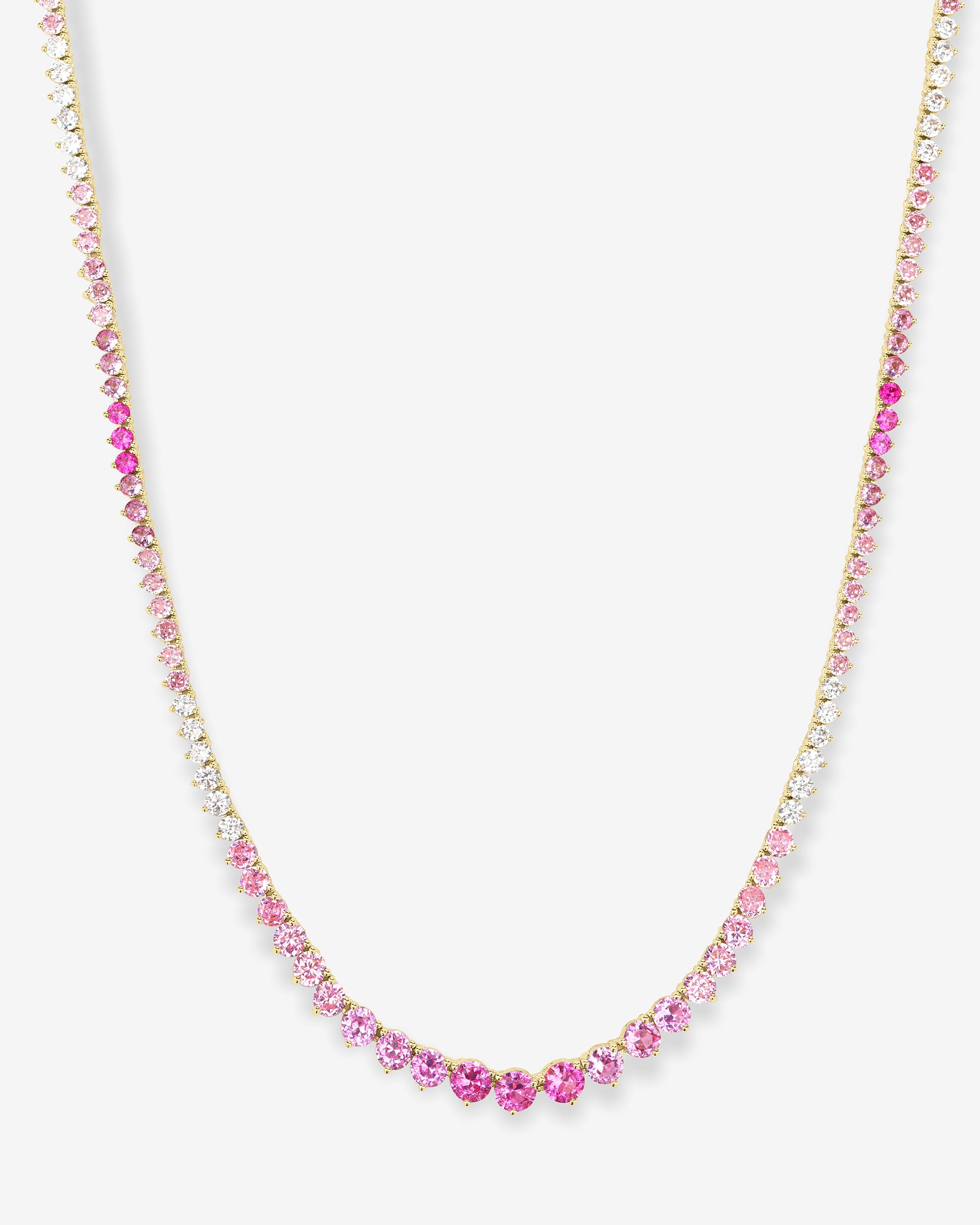 Not Your Basic Graduated Ombré Tennis Necklace 16" - Gold|Pink Sapphire Ombré