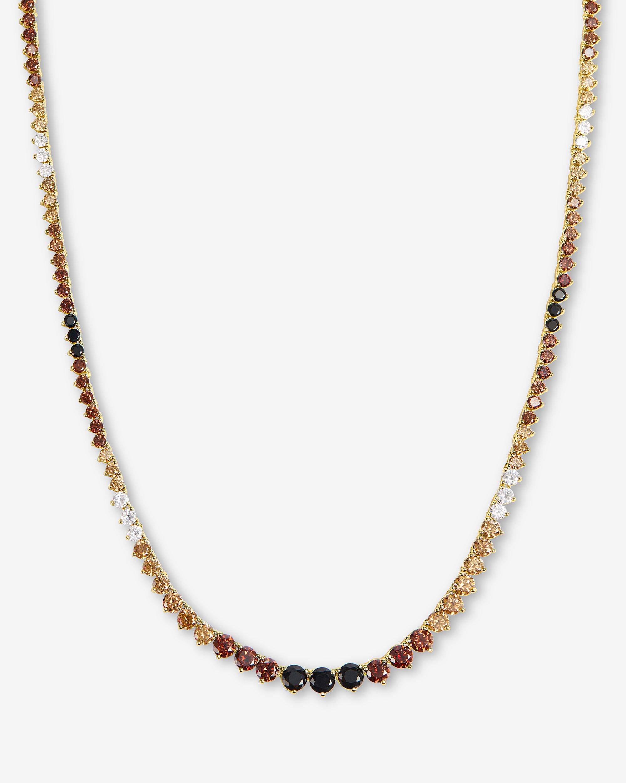 Not Your Basic Graduated Ombré Tennis Necklace 16" - Gold|Chocolate Ombré