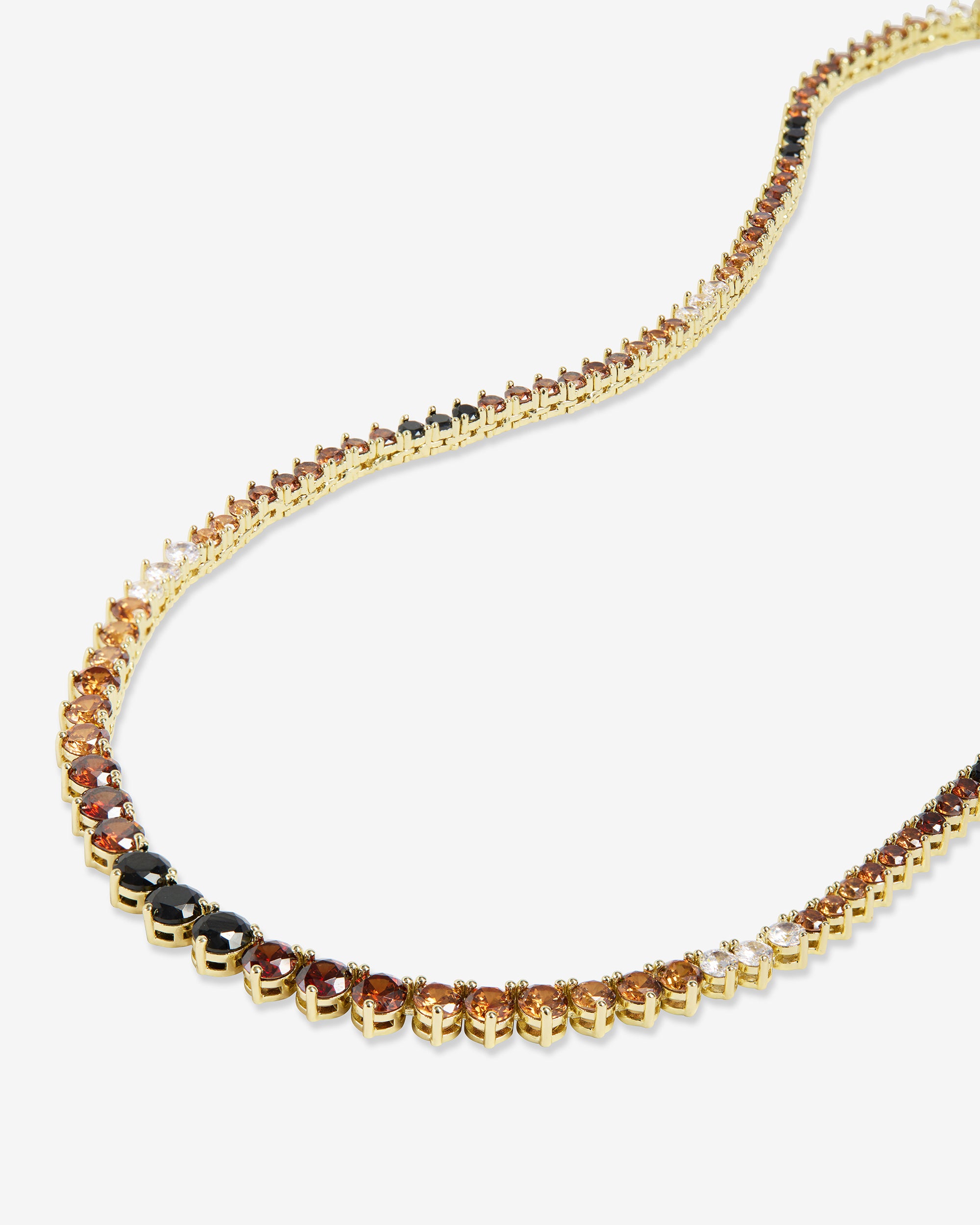 Not Your Basic Graduated Ombré Tennis Necklace 16" - Gold|Chocolate Ombré