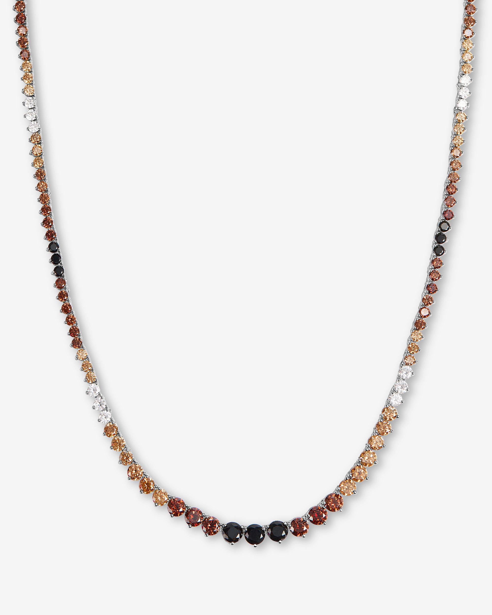 Not Your Basic Graduated Ombré Tennis Necklace 16" - Silver|Chocolate Ombré