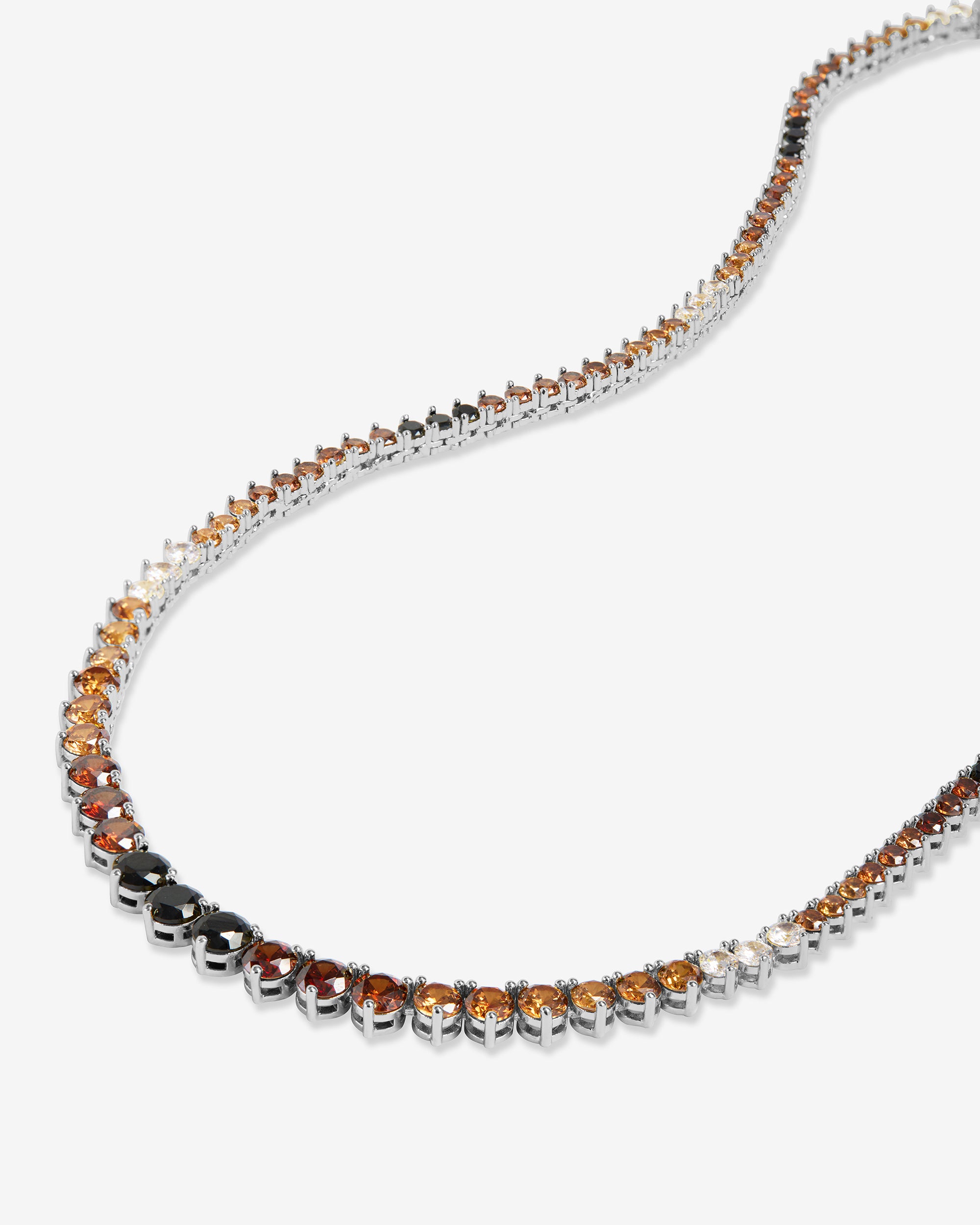 Not Your Basic Graduated Ombré Tennis Necklace 16" - Silver|Chocolate Ombré