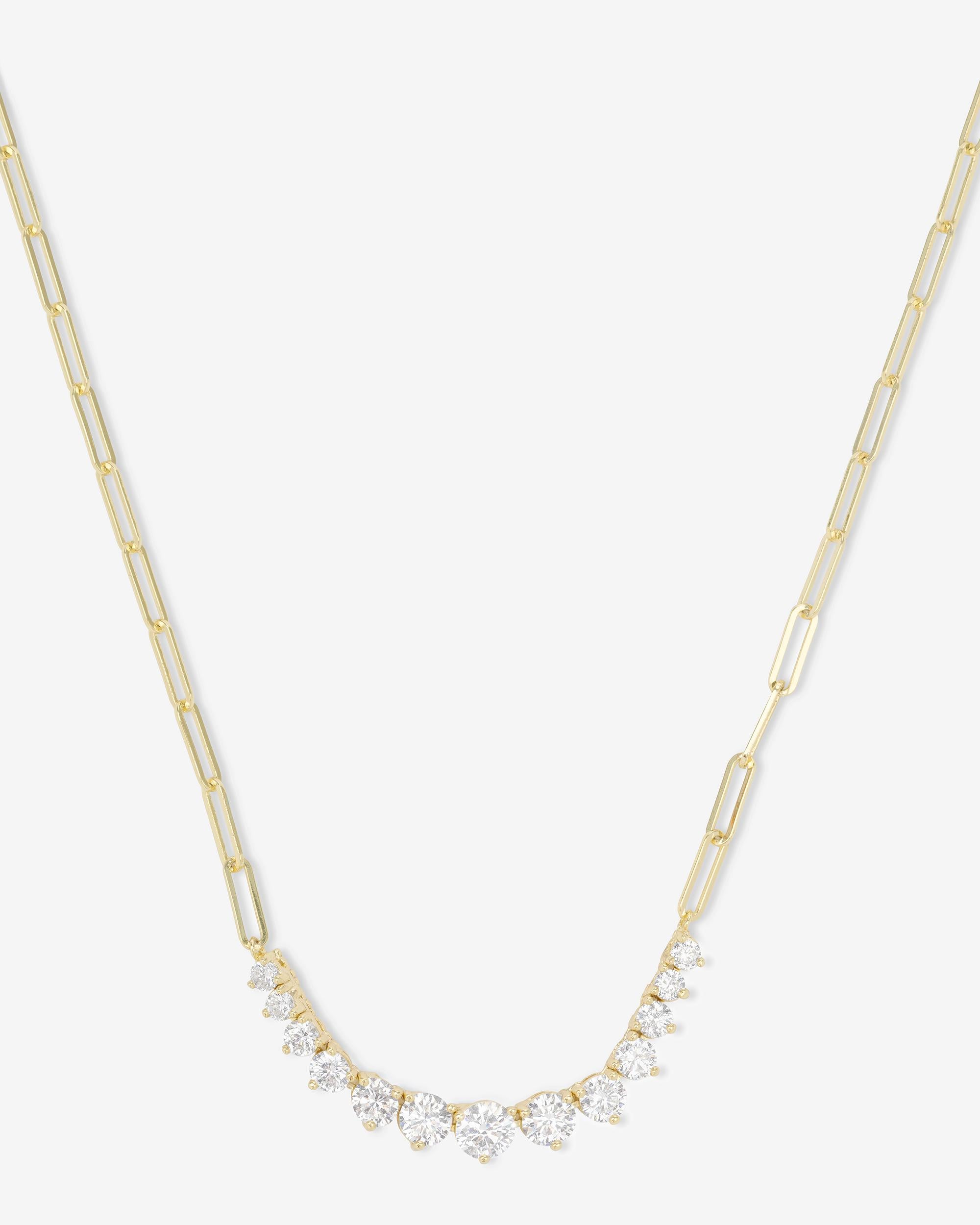 Not Your Basic Graduated Samantha Tennis Necklace - Gold|White Diamondettes