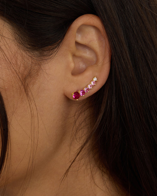 Not Your Basic Ombré Ear Crawler - Gold|Pink Sapphire Ombré