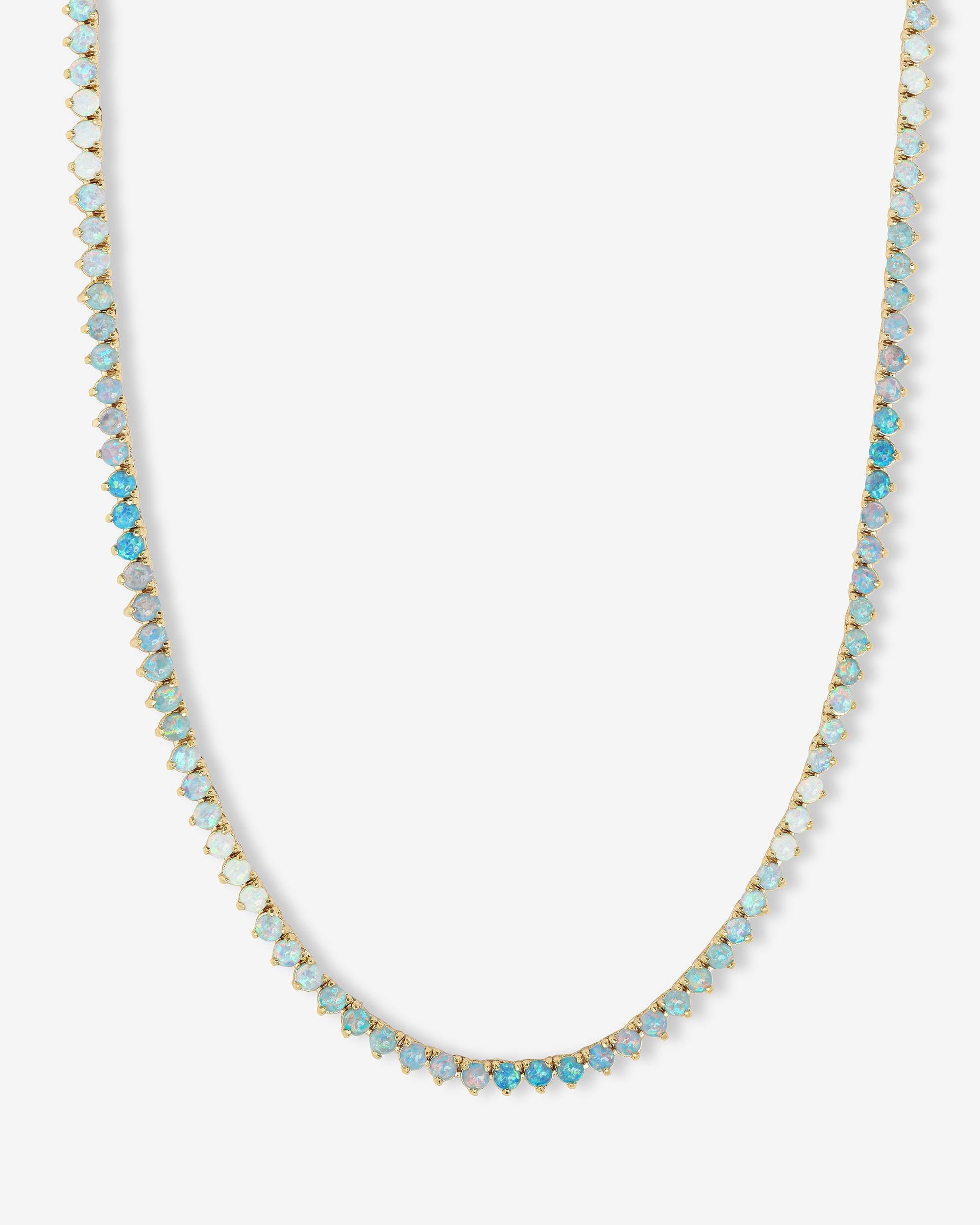 Not Your Basic Ombré Tennis Necklace 16" - Gold|Blue Opal Ombré