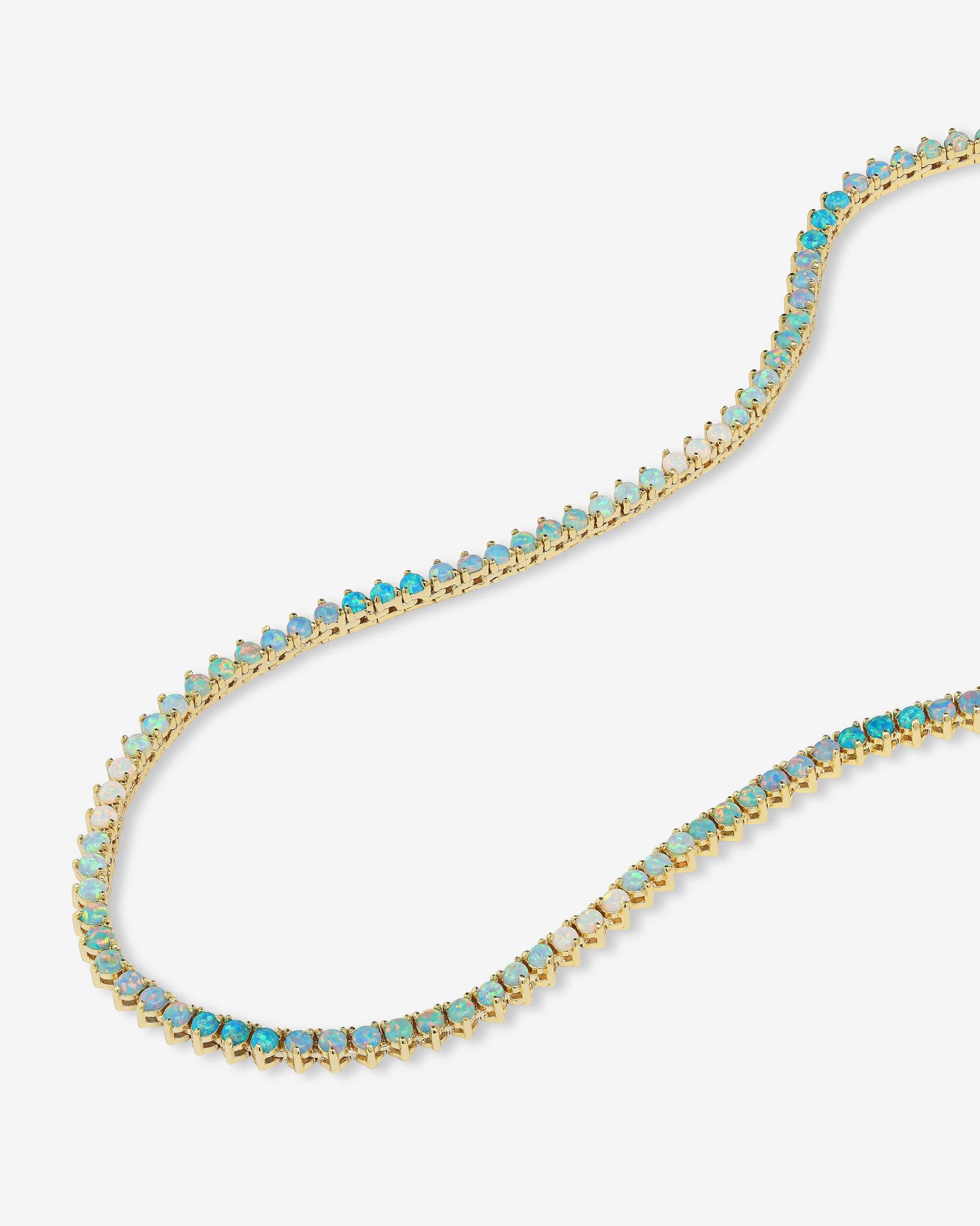 Not Your Basic Ombré Tennis Necklace 16" - Gold|Blue Opal Ombré