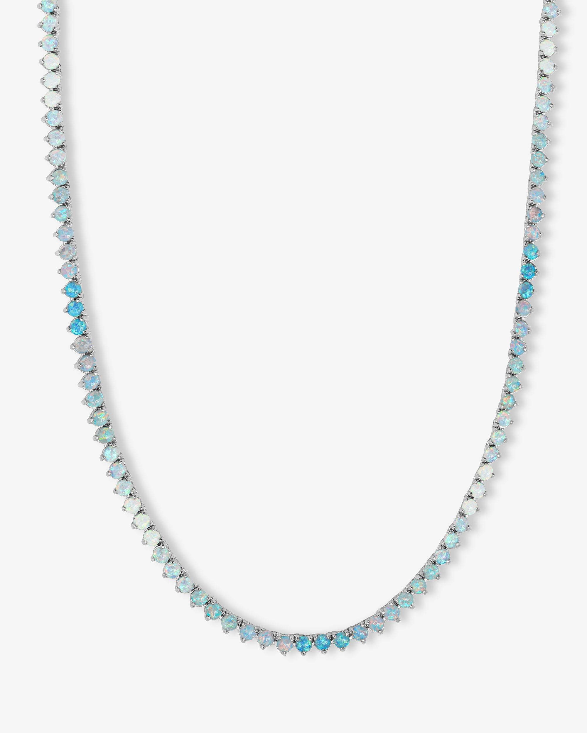 Not Your Basic Ombré Tennis Necklace 16" - Silver|Blue Opal Ombré