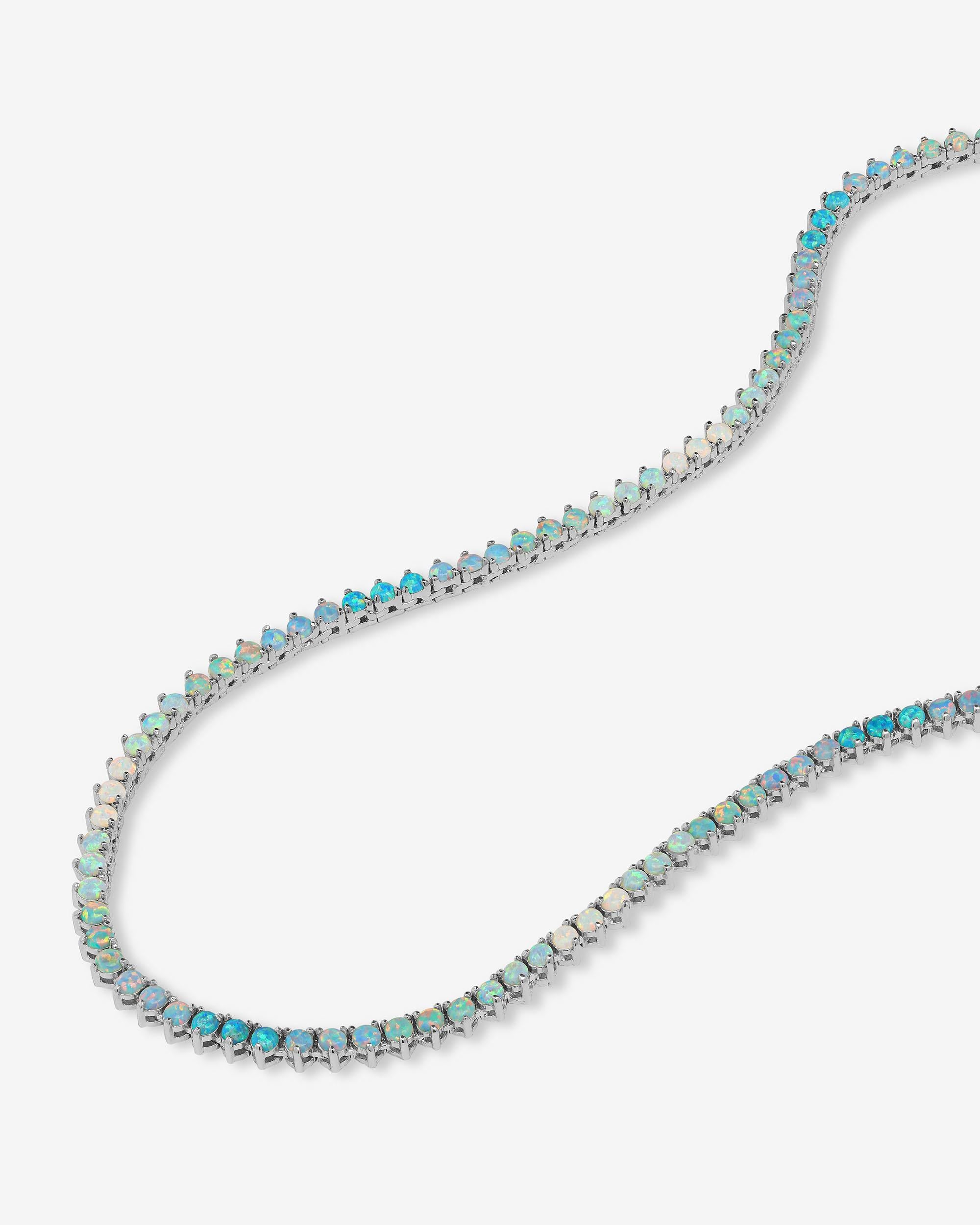 Not Your Basic Ombré Tennis Necklace 16" - Silver|Blue Opal Ombré