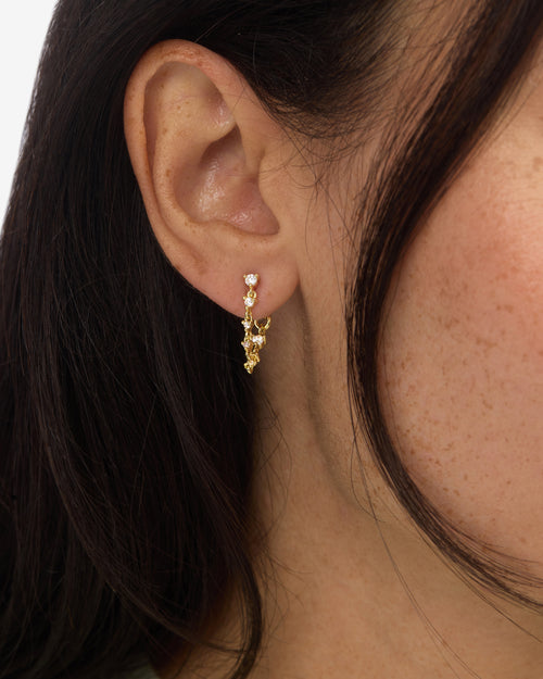 Not Your Basic Soft Hoop Earrings - Gold|White Diamondettes