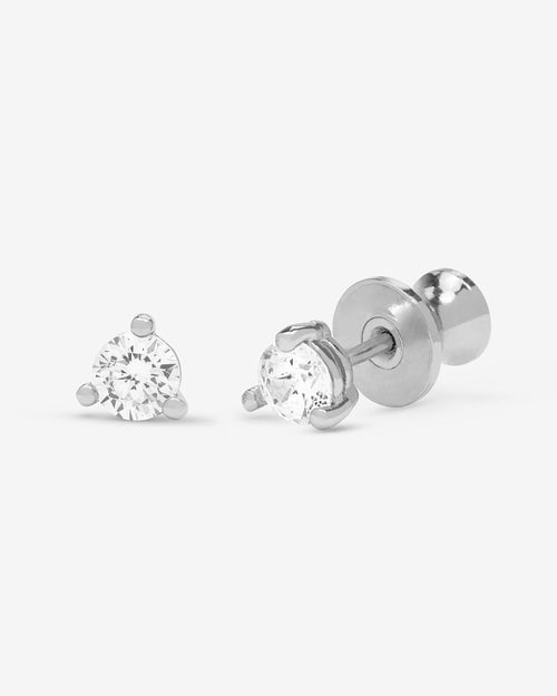 Not Your Basic 4mm Studs - Silver|White Diamondettes