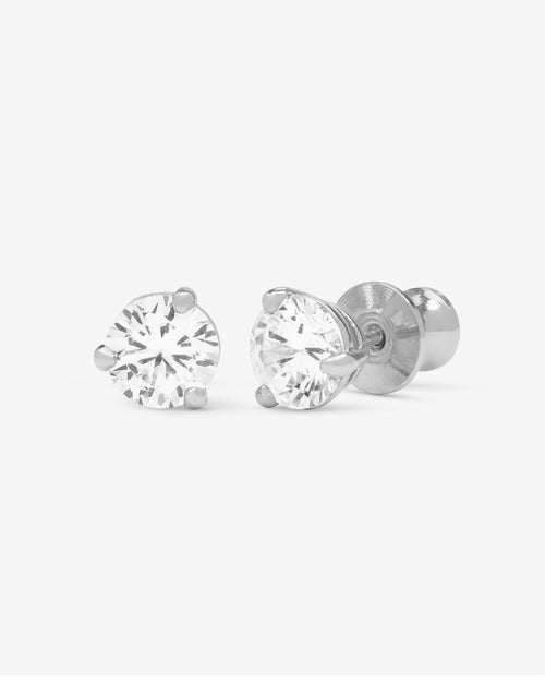 Not Your Basic 6mm Studs - Silver|White Diamondettes