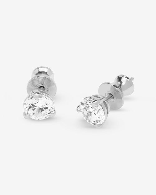 Not Your Basic 6mm Studs - Silver|White Diamondettes