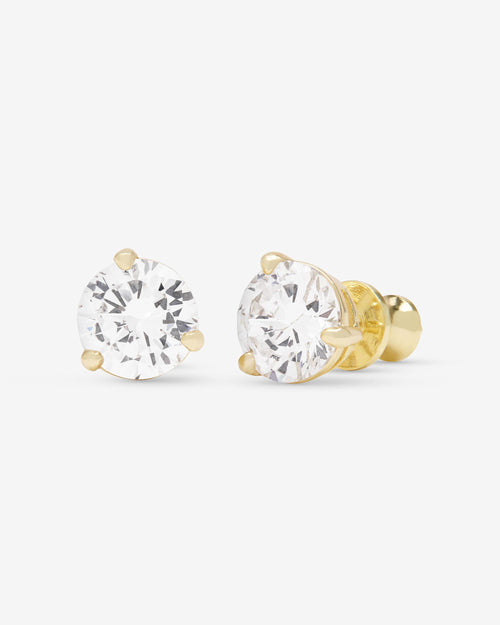 Not Your Basic 8mm Studs - Gold|White Diamondettes