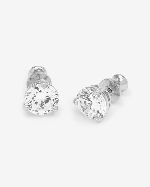 Not Your Basic 8mm Studs - Silver|White Diamondettes