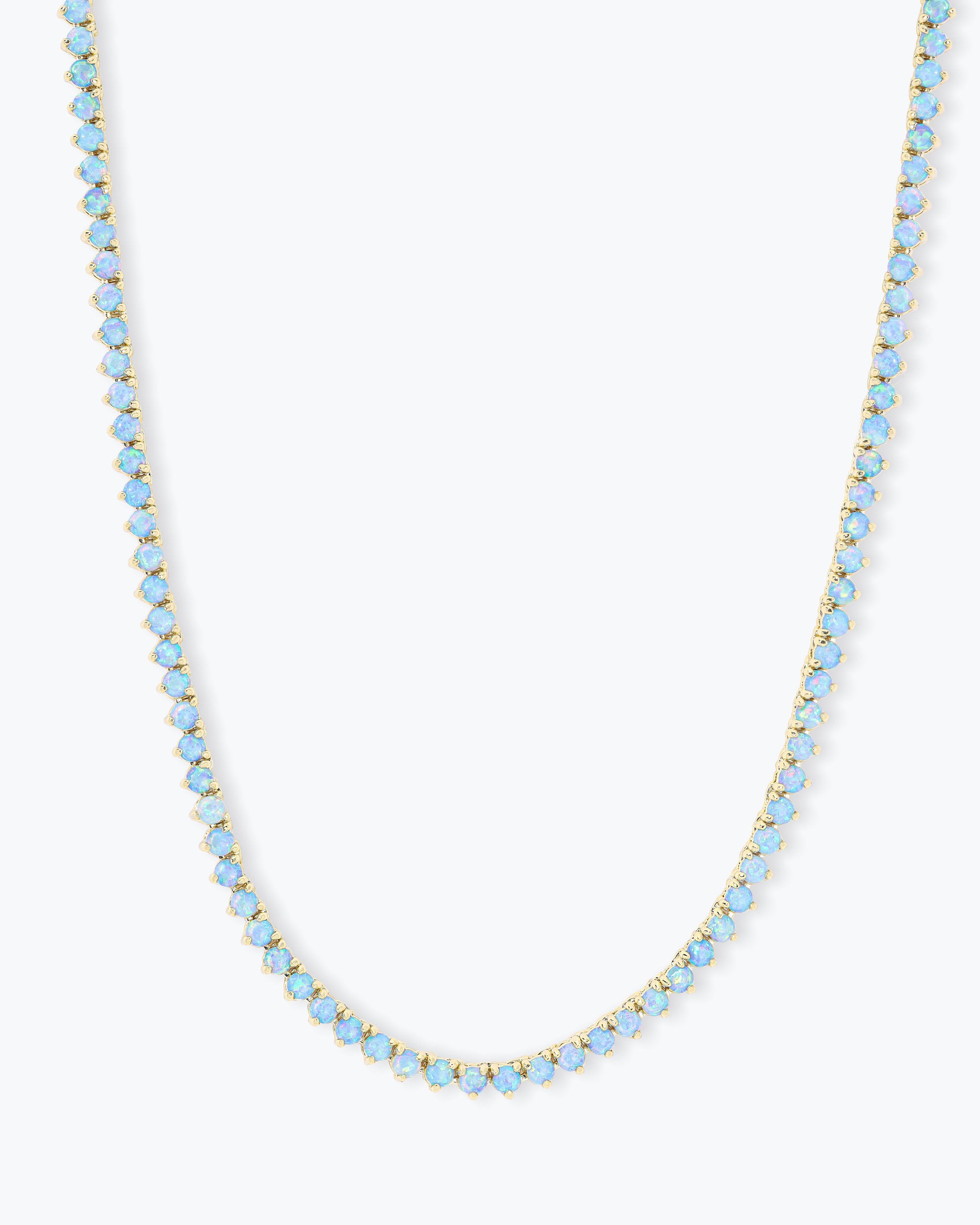 Not Your Basic Tennis Necklace 18" - Gold|Blue Opal