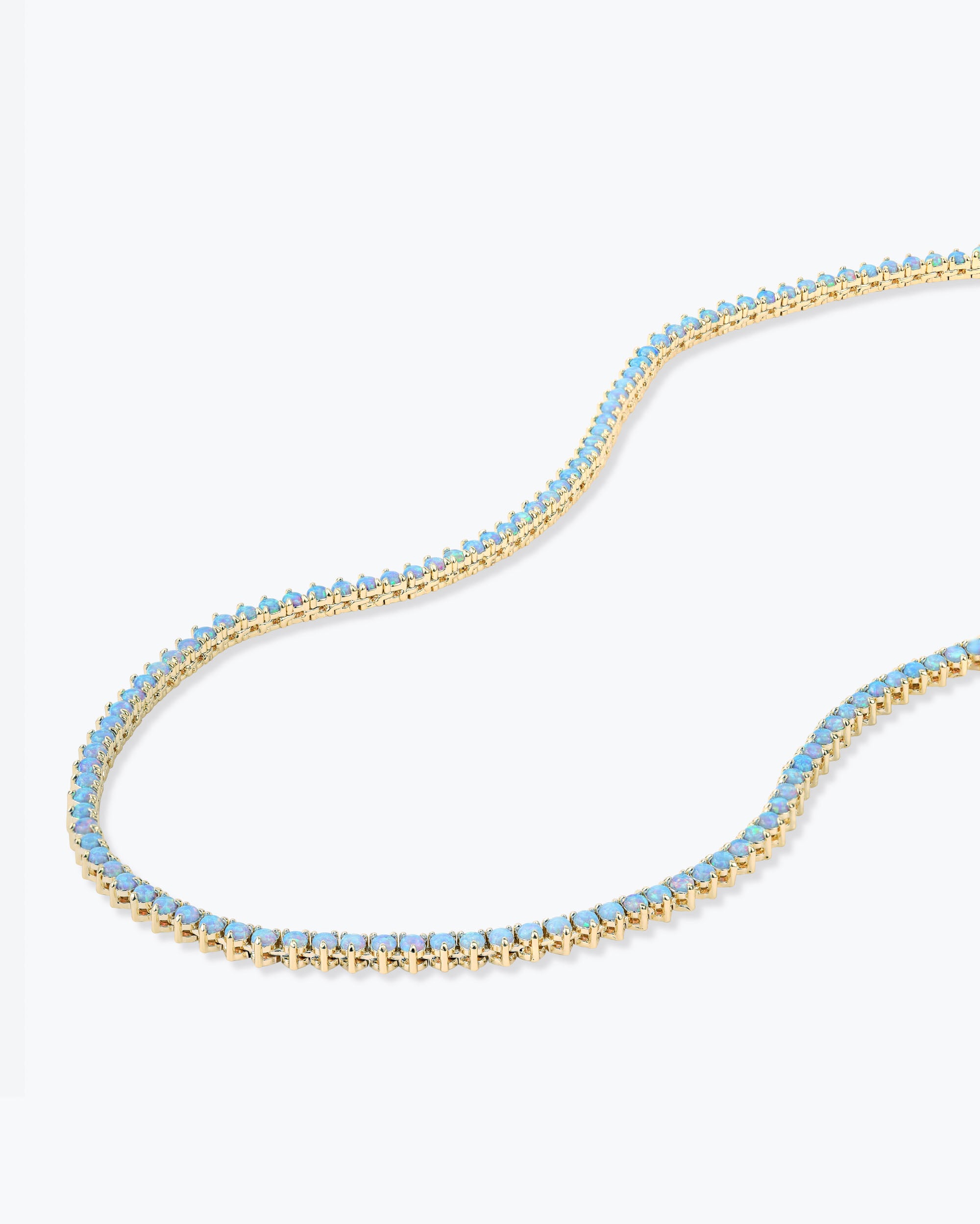 Not Your Basic Tennis Necklace 16" - Gold|Blue Opal