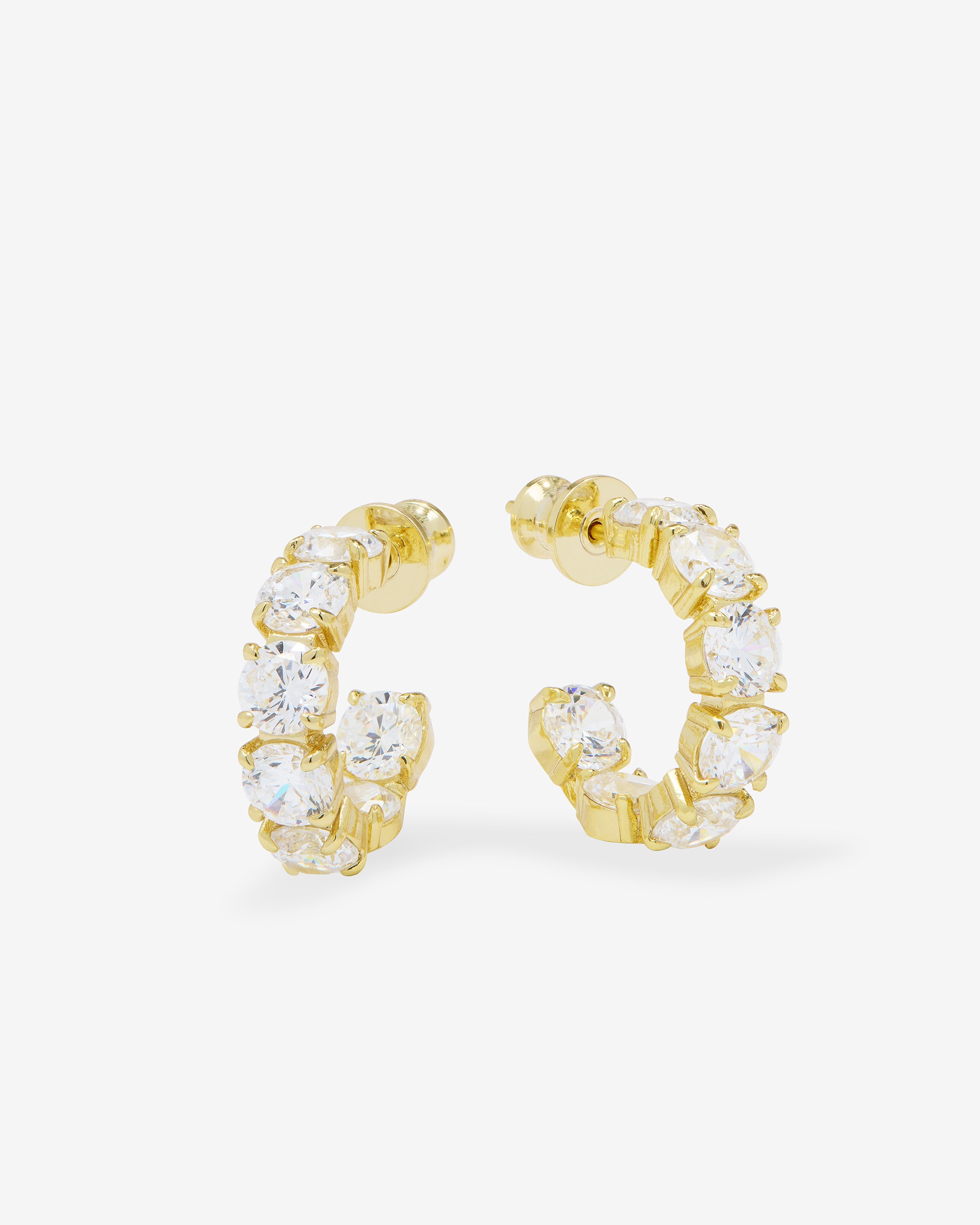 "Oh She Fancy" Hoops .75" - Gold|White Diamondettes