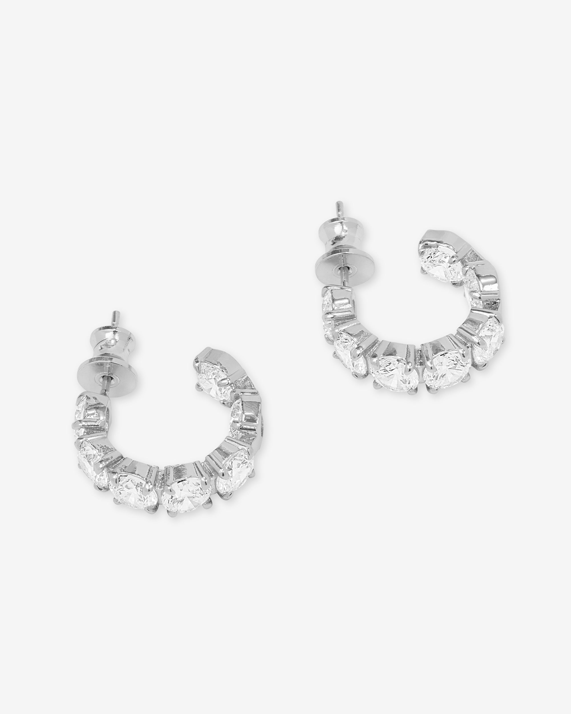 "Oh She Fancy" Hoops .75" - Silver|White Diamondettes