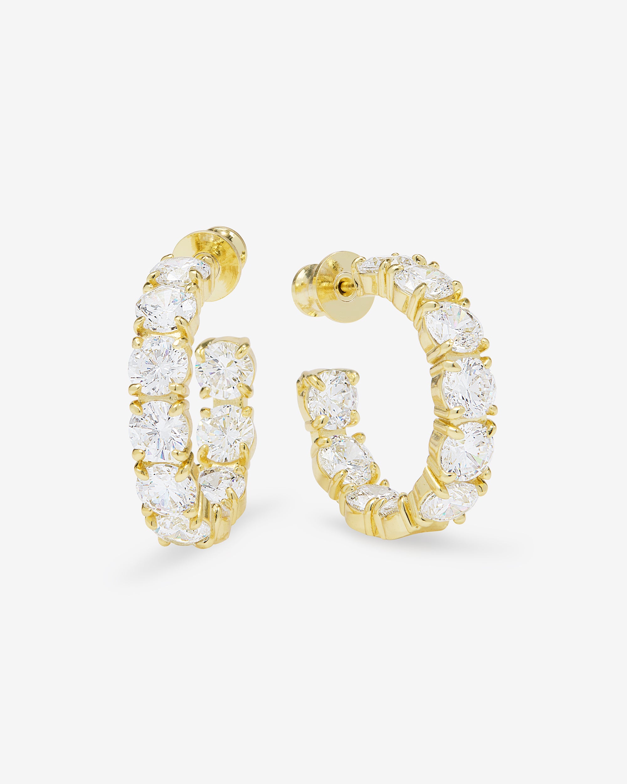 "Oh She Fancy" Hoops 1" - Gold|White Diamondettes